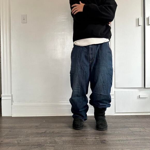 Vintage Y2K Dark Denim Baggy Tommy Hilfiger Carpenter Jeans - Picture 3 of 8